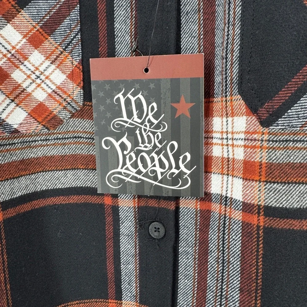 Howitzer American Patriot Flannel Shirt Men's XL Black Plaid Grunt Western NEW‎